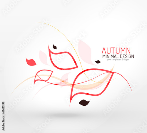 Autumn leaves and lines abstract background
