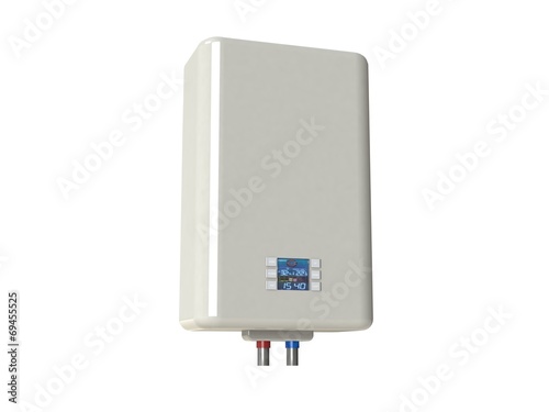 Electric water heater isolated on white