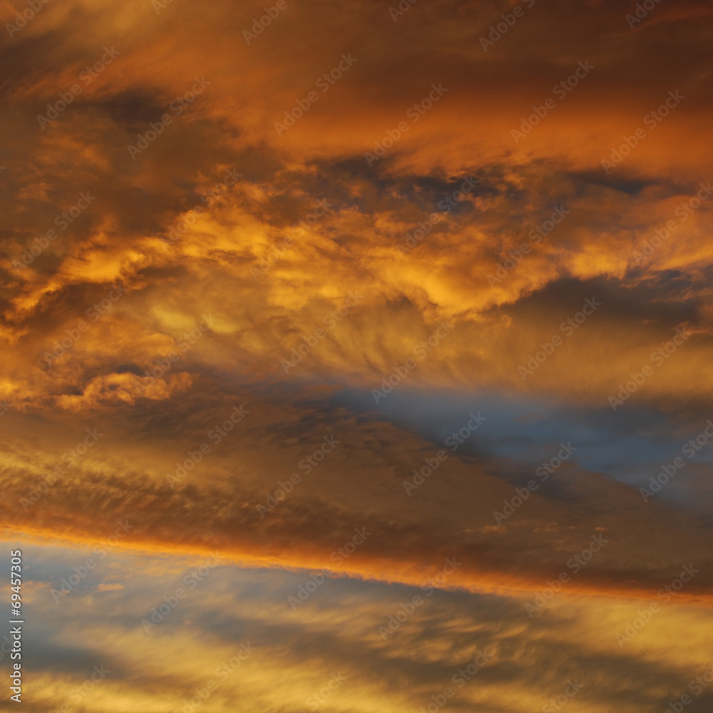 Fototapeta premium Evening sky sunset, yellow clouds