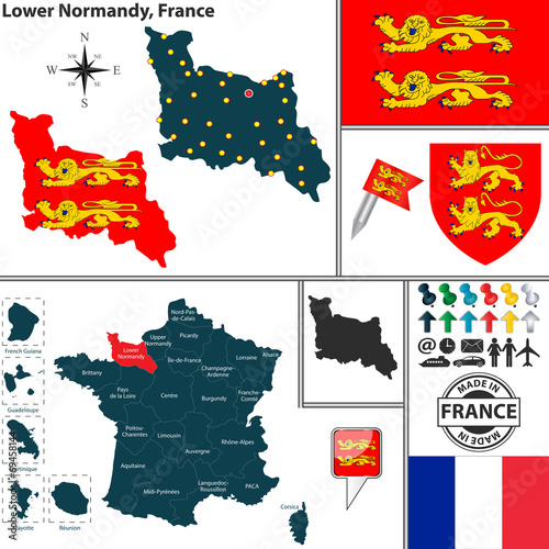 Map of Lower Normandy, France