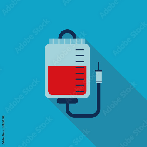 IV bag Flat style Icon with long shadows