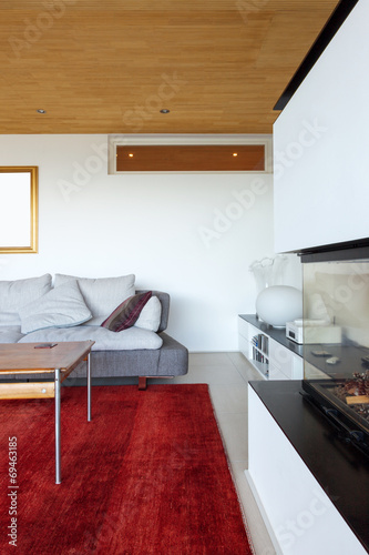 Modern living room with fireplace