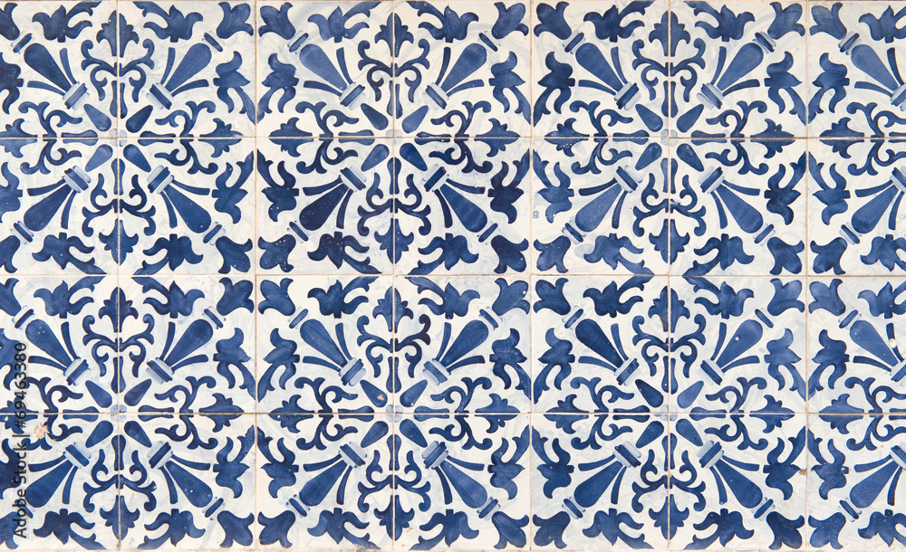 Blue and white azulejos