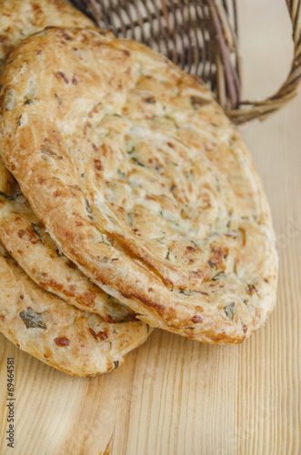 Puff pastry with cheese, parsley, dill and spring onions
