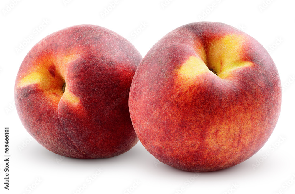 Two peaches isolated on white background with clipping path Two peaches isolated on white background with clipping path