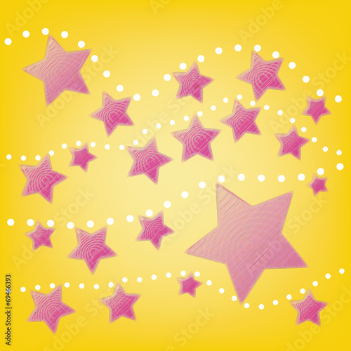 abstract pink star with white dot on yellow background