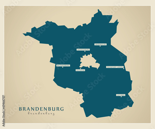 Moderne Landkarte - Brandenburg