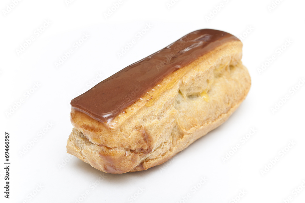 french cake with chocolate cream on white background french cake with chocolate cream on white background