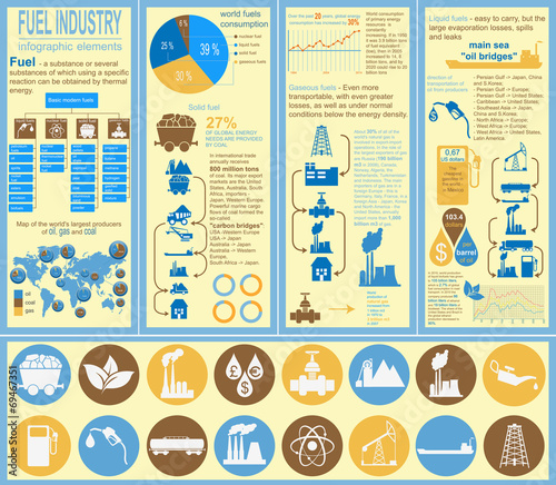 Fuel industry infographic, set elements for creating your own in