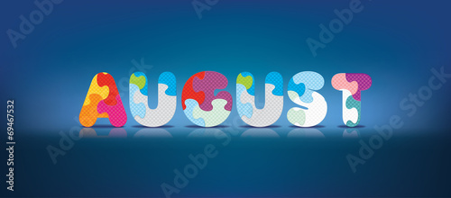 Vector AUGUST written with alphabet puzzle
