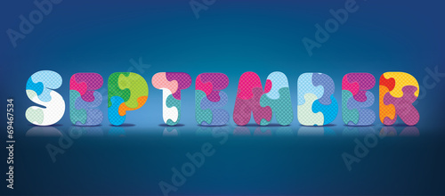 Vector SEPTEMBER written with alphabet puzzle