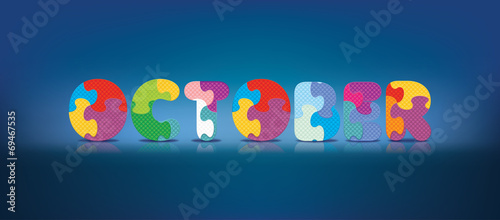 Vector OCTOBER written with alphabet puzzle