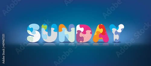 Vector SUNDAY written with alphabet puzzle