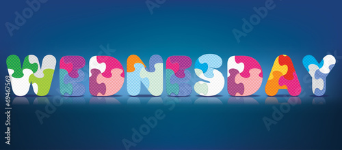 Vector WEDNESDAY written with alphabet puzzle