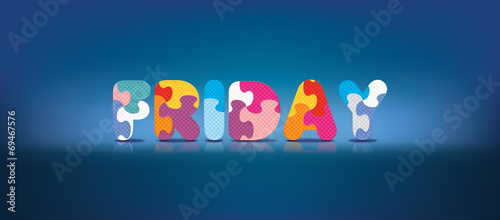 Vector FRIDAY written with alphabet puzzle