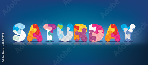 Vector SATURDAY written with alphabet puzzle