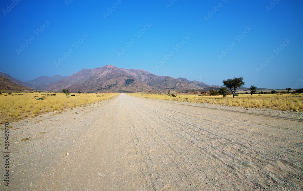 Landscape and road in Damaraland area