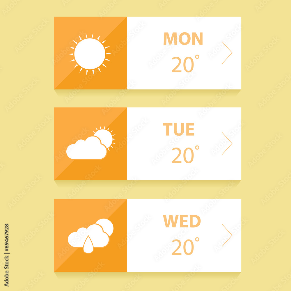 Flat weather forecast app design template