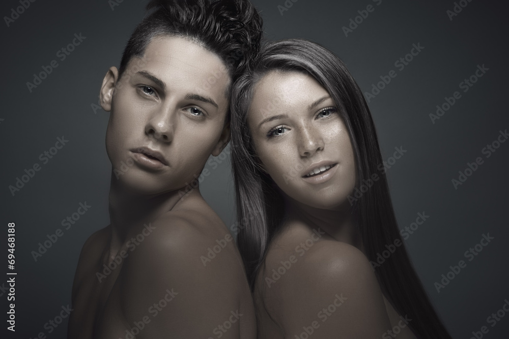 Beauty portrait of young beautiful couple Beauty portrait of young beautiful couple