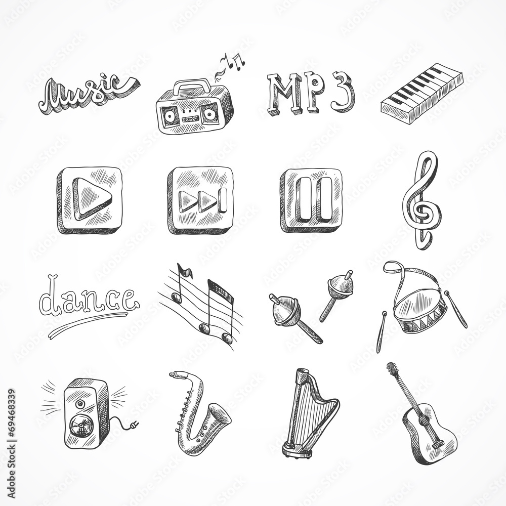Obraz premium Set of music icons