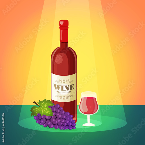 Wine with Grapes Poster