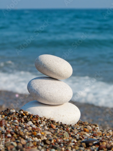 White Spa stones on the beach. 
