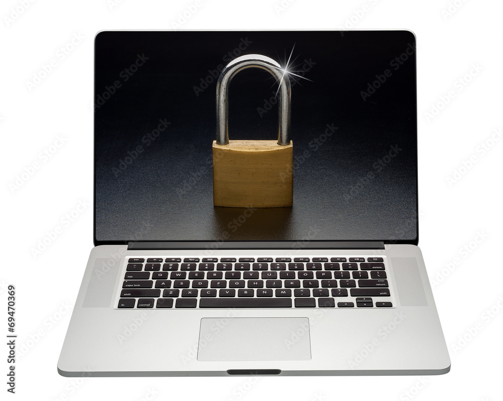 Internet security on laptop computer, isolated Internet security on laptop computer, isolated