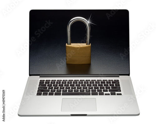 Internet security on laptop computer, isolated