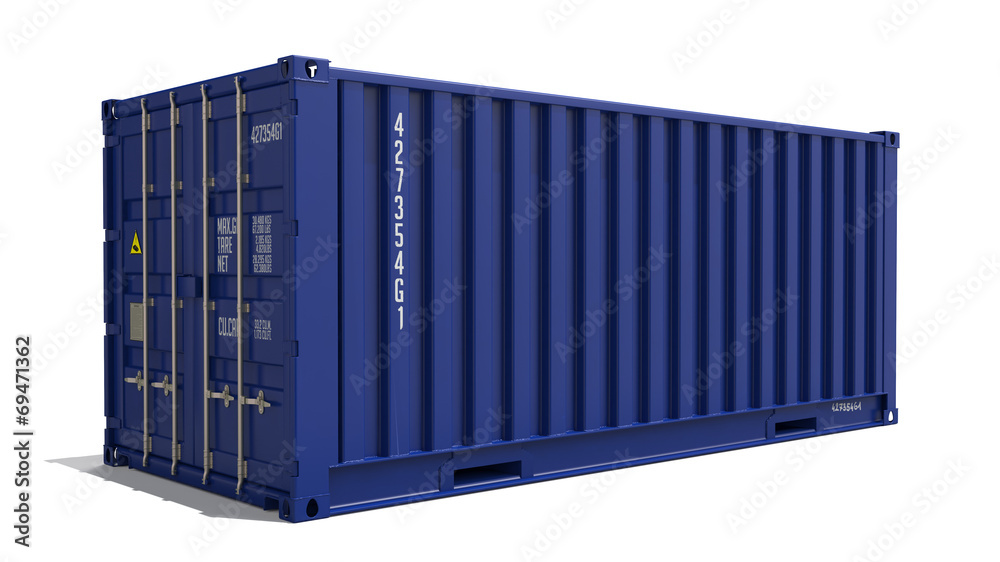 Blue 3d Container Isolated on White. Blue 3d Container Isolated on White.