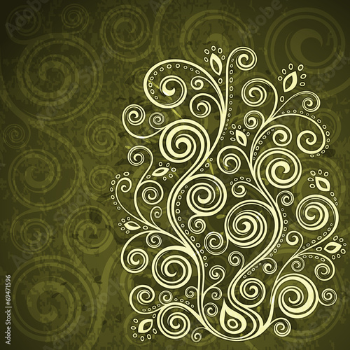 Abstract vintage floral grunge illustration.