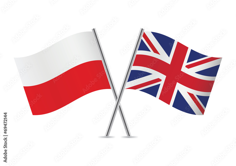 Polish and British flags. Vector illustration.