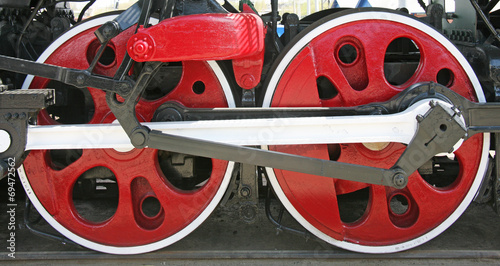 metal wheels of the old locomotive