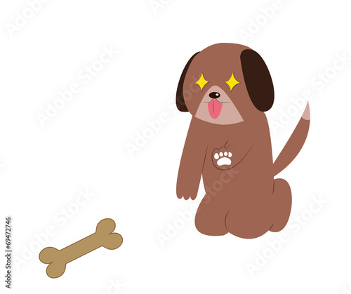 A dog wanting a bone so bad