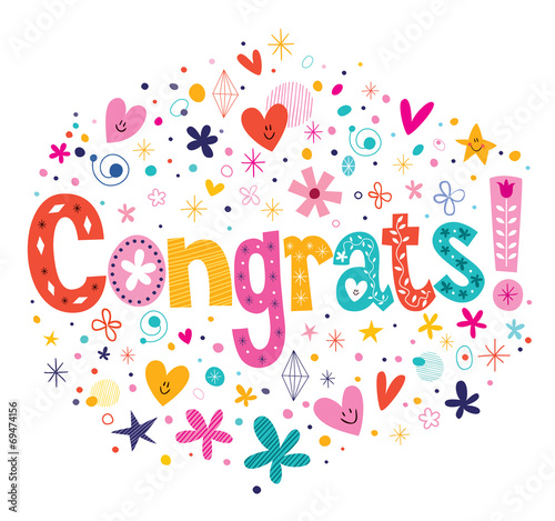 Congrats typography lettering decorative text card design