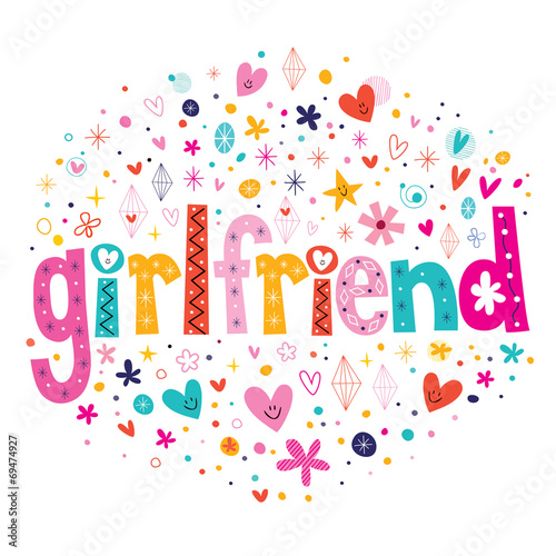 word girlfriend typography lettering decorative text