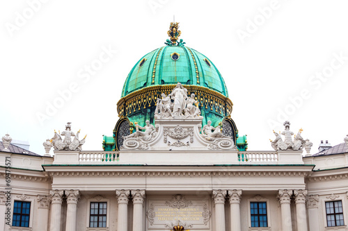 Photography Hofburg palace cupola with decoratice sculptures on roof
