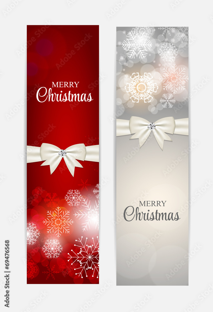 Christmas Snowflakes Website Header and Banner Set Background Ve - obrazy, fototapety, plakaty 
