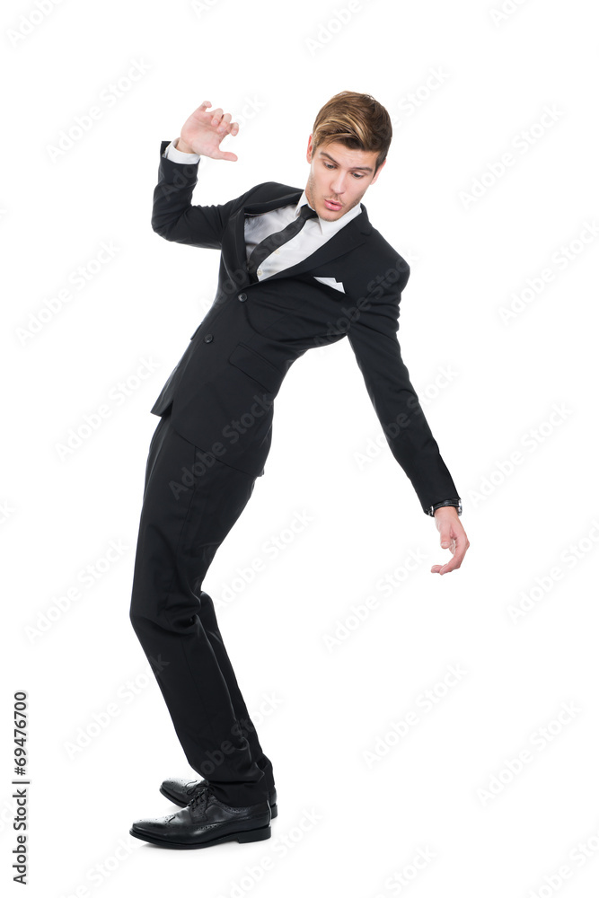 Scared Businessman About To Fall