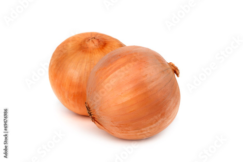Ripe onion on white background