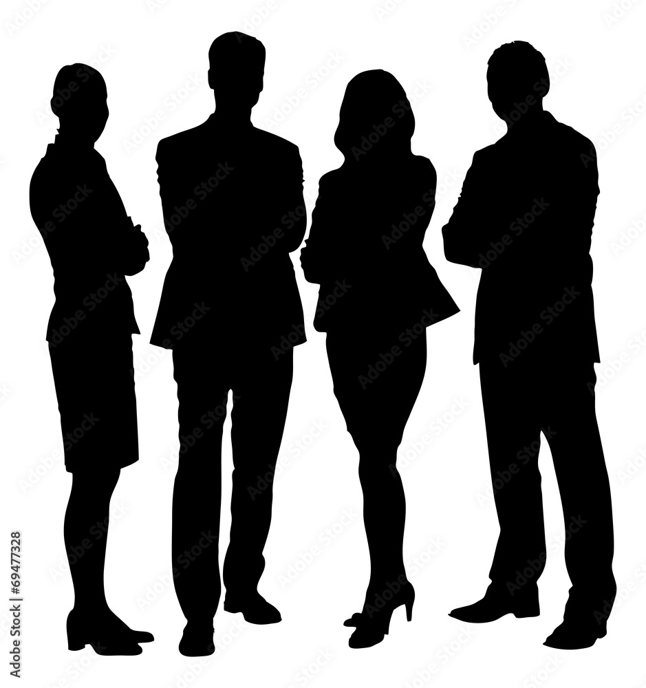 Silhouette Business People Standing With Arms Crossed