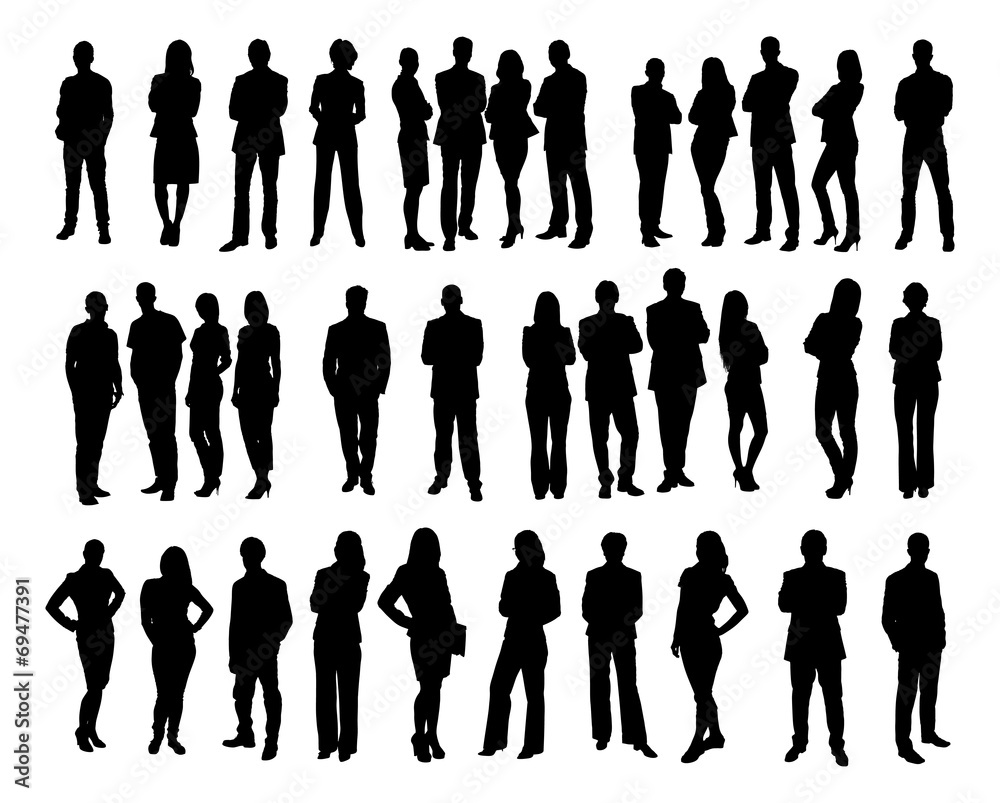 Collage Of Silhouette Business People - obrazy, fototapety, plakaty 