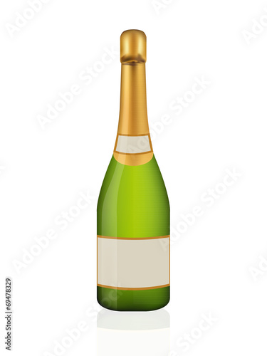 Champagne bottle on white
