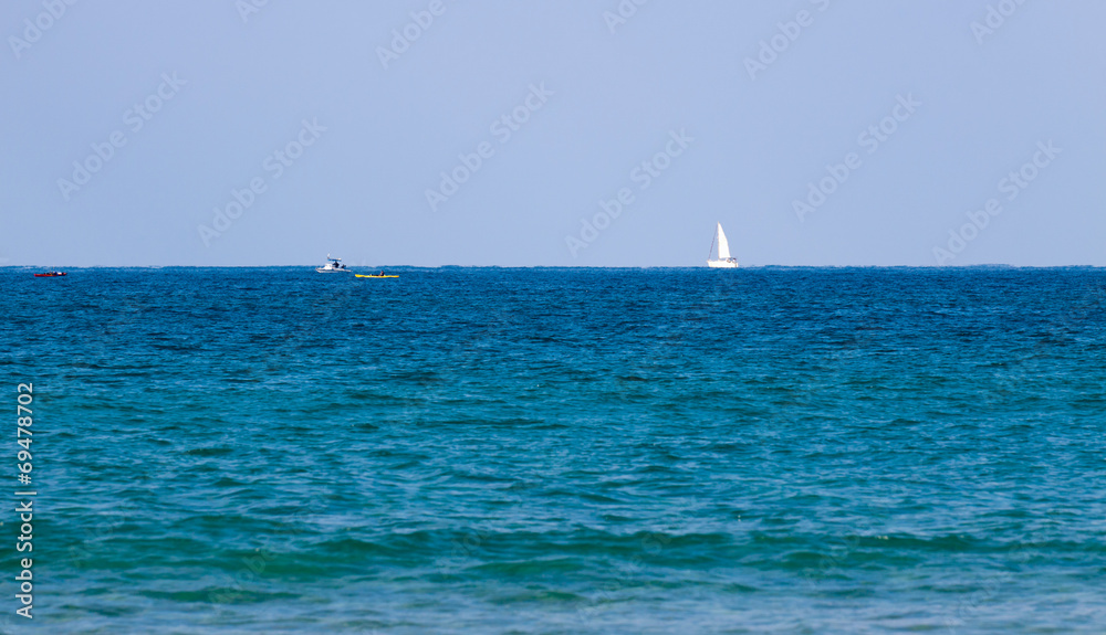 Yacht and other boats in Mediterranean Sea Yacht and other boats in Mediterranean Sea