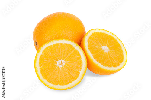 Slice of fresh orange isolated on white background