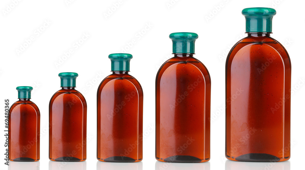 Evolution concept.Cosmetic bottles isolated on white Evolution concept.Cosmetic bottles isolated on white