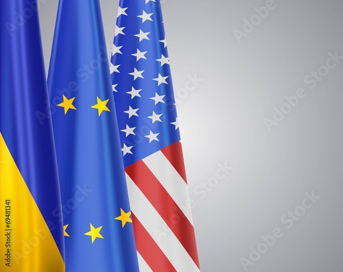 Ukraine EU USA flags photo