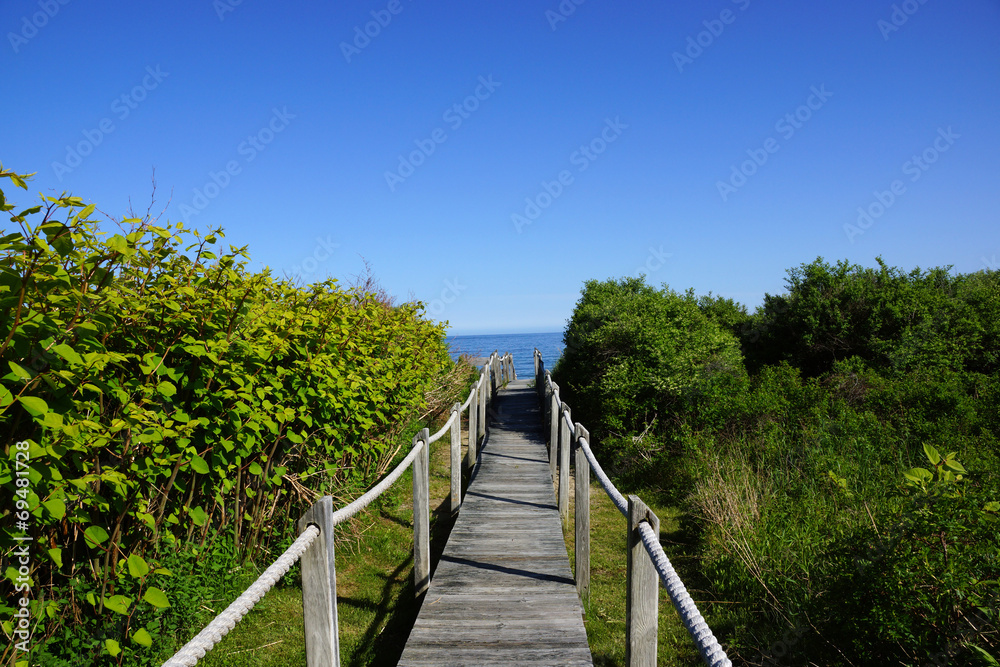 Wooden path to the ocean