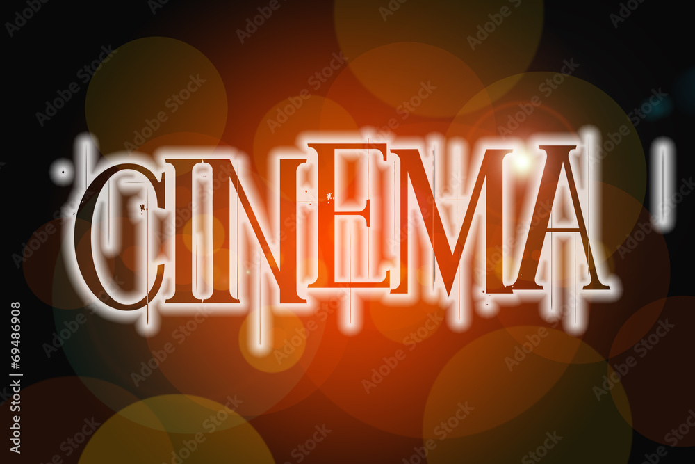Obraz na plátně Cinema word on vintage bokeh background, concept sign