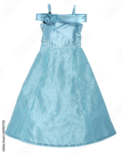 blue silk dress isolated on white