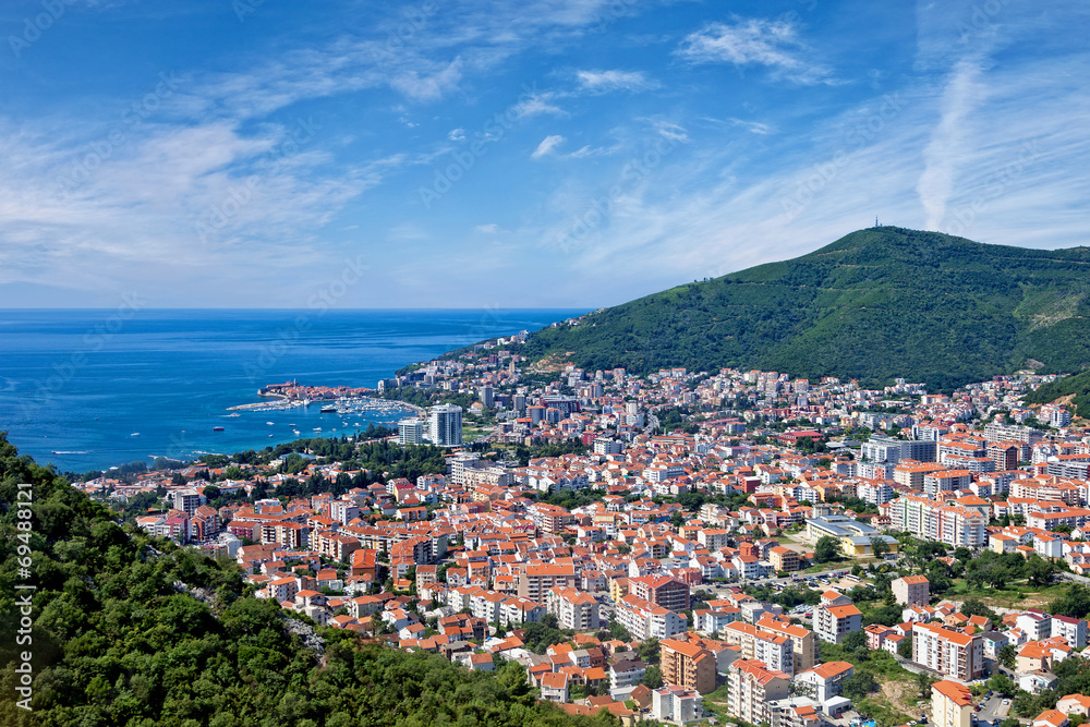 Riviera of Budva on Adriatic Sea coast, Montenegro.